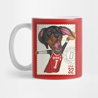 Funny cute dachshund doxie with basketball Mug
